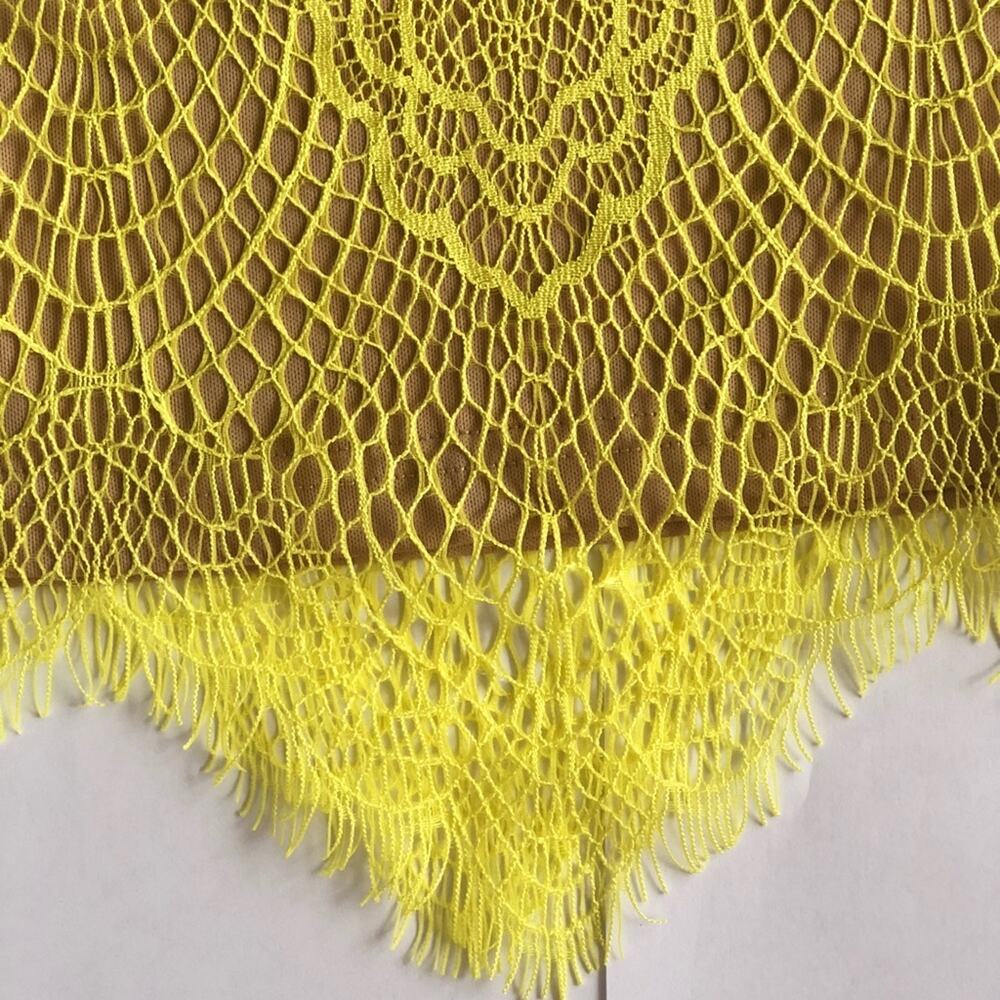 0020 NEW Yellow Lace Nude Illusion Mini Skirt - Picture 4 of 9